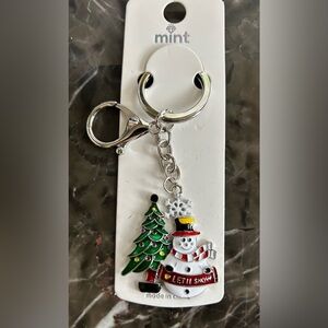 Mint Festive Snowman and Tree Bag Charm/Keychain